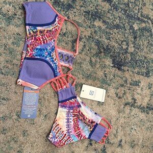 NWT Kuleana Women's Tie Dye Like Top & Bottom Two Piece Set Size Small